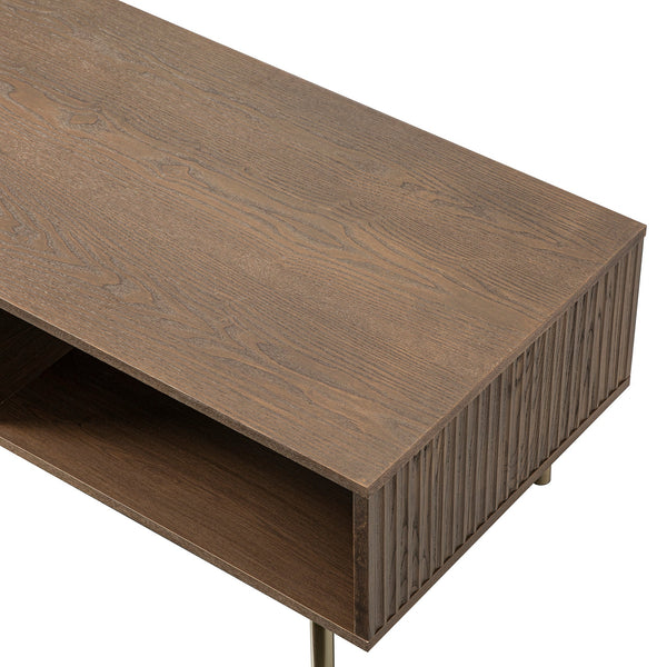 Richmond Ridged Coffee Table with Drawer, Dark Ash