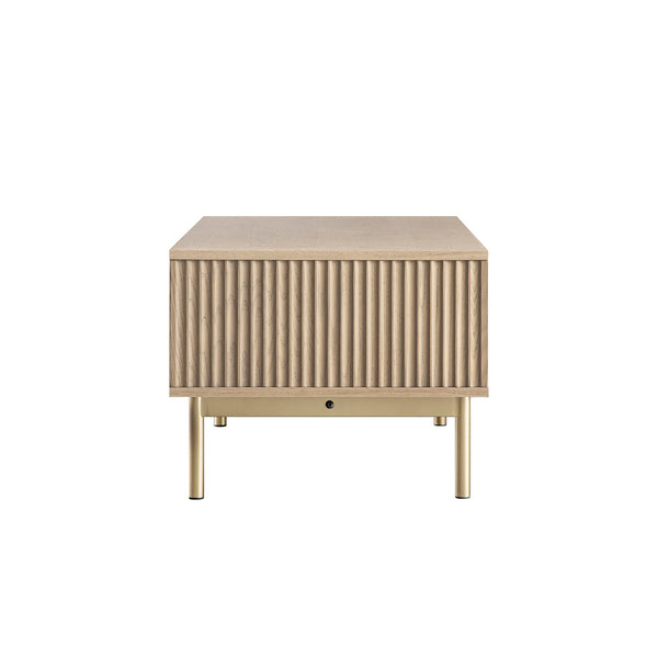 Richmond Ridged Coffee Table with Drawer, Light Ash