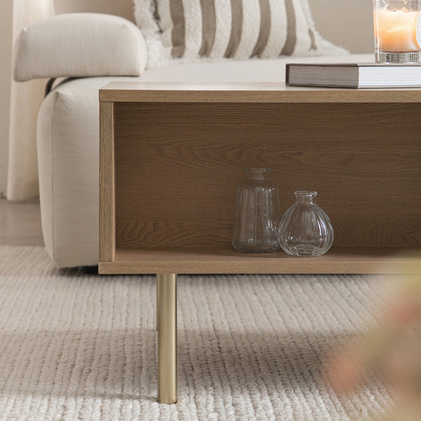 Richmond Ridged Coffee Table with Drawer, Light Ash