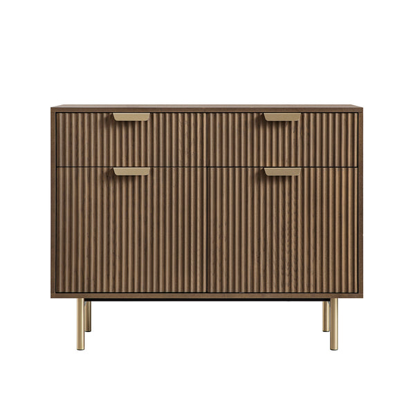 Richmond Ridged 2-Door Cabinet with Drawers, Dark Ash