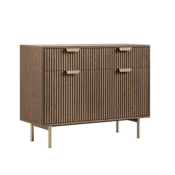 Richmond Ridged 2-Door Cabinet with Drawers, Dark Ash