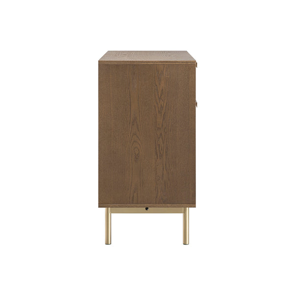 Richmond Ridged 2-Door Cabinet with Drawers, Dark Ash