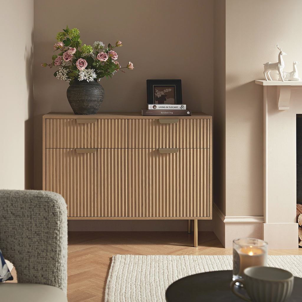 Richmond Ridged 2-Door Cabinet with Drawers, Light Ash | daals.com