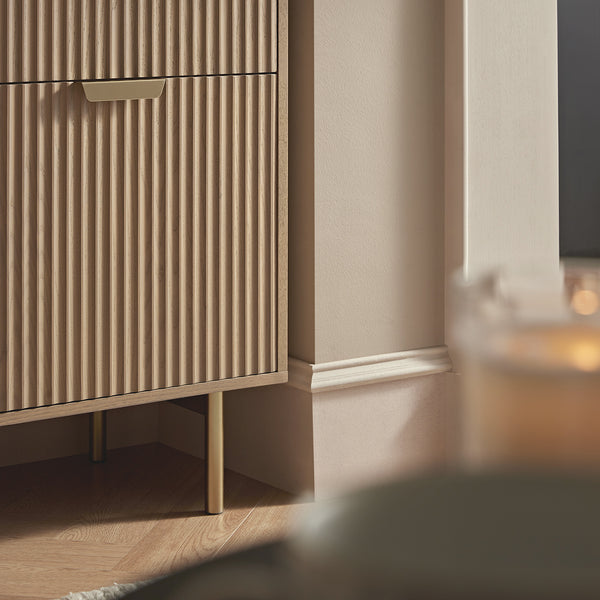 Richmond Ridged 2-Door Cabinet with Drawers, Light Ash