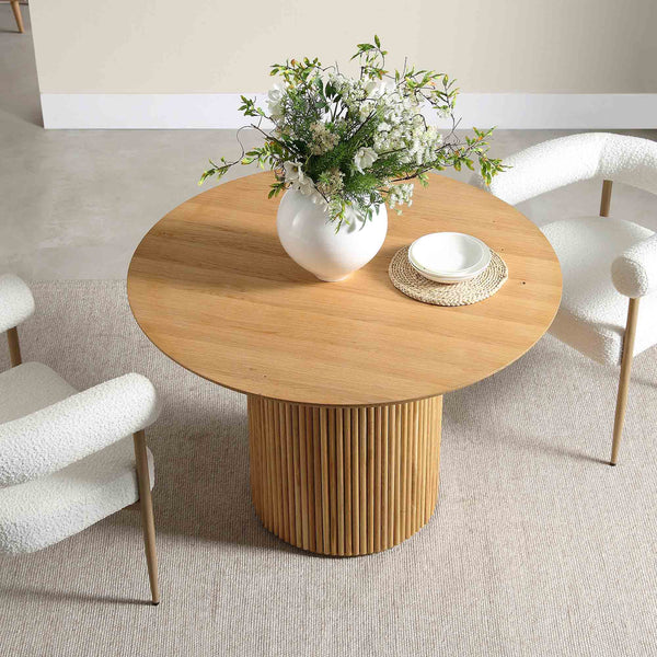 Maru Round Oak Pedestal Dining Table, Oak