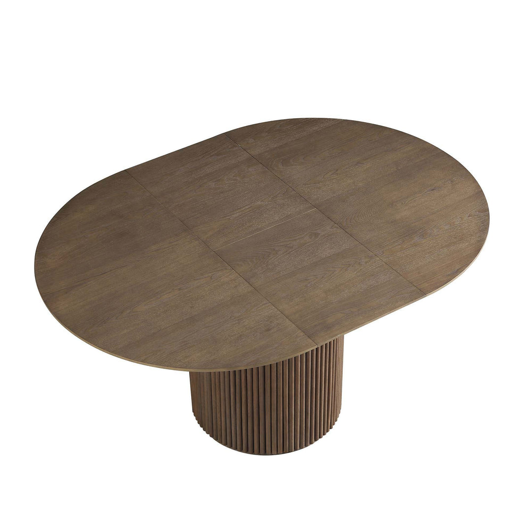 Maru Round 4-6 Seater Extending Oak Pedestal Dining Table, Silver Oak ...