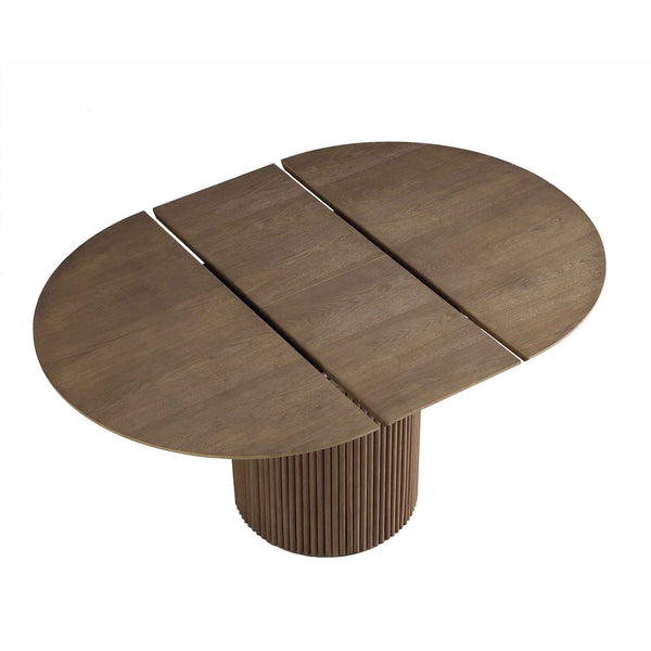 Maru Round 4-6 Seater Extending Oak Pedestal Dining Table, Silver Oak