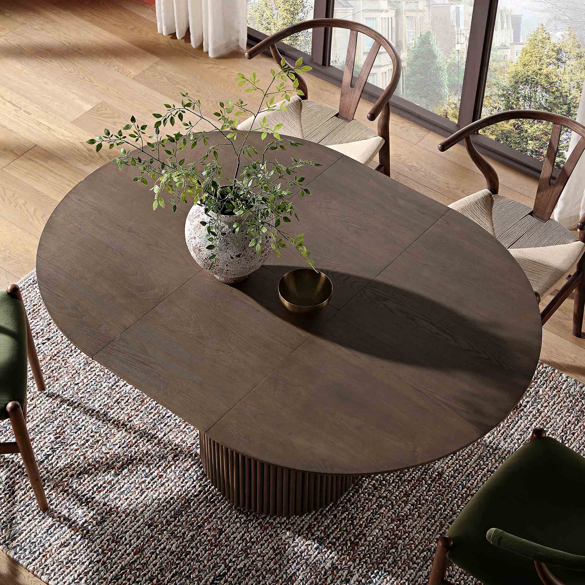 Oval Dining Person Dining Table Round Japandi Extendable Dining