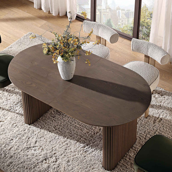 Maru Oval 6-8 Seater Extending Oak Pedestal Dining Table, Silver Oak