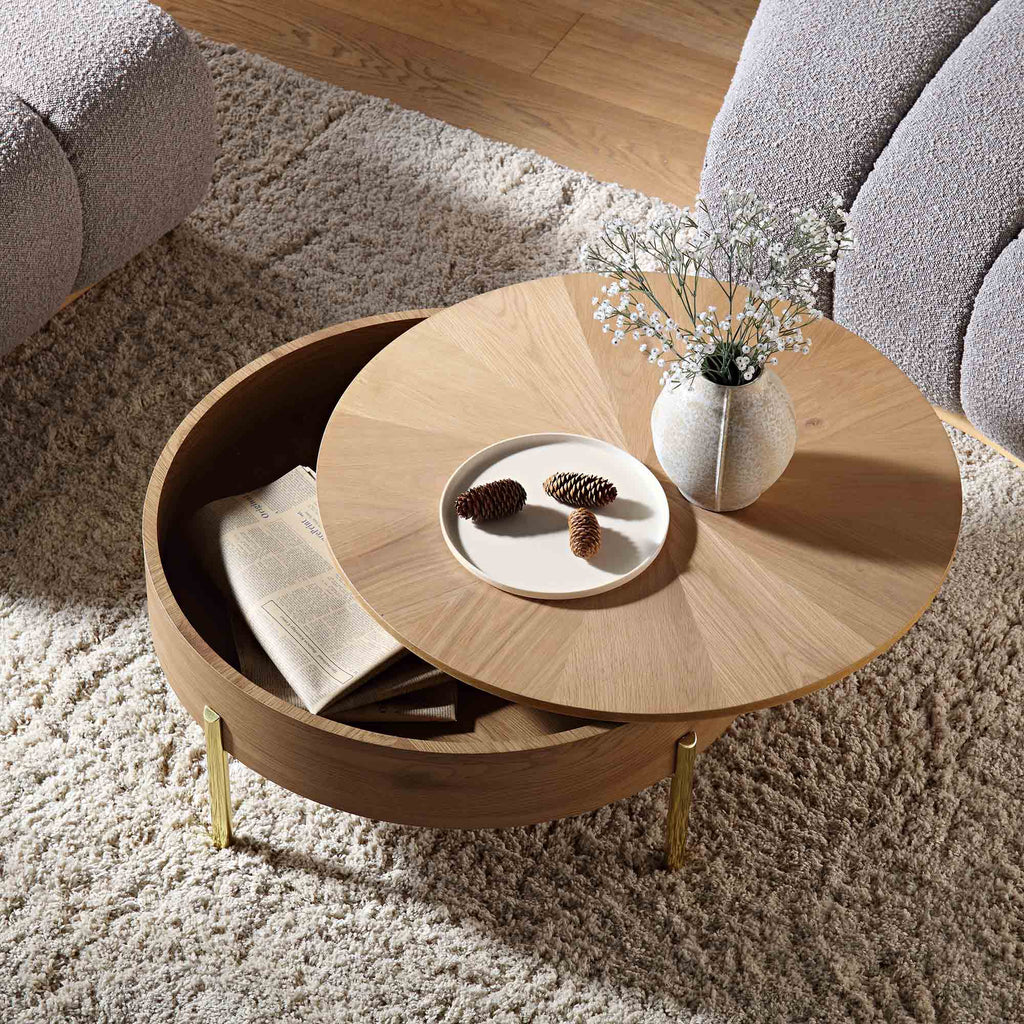 Bohdi Oak Round Rotating Coffee Table | daals.com