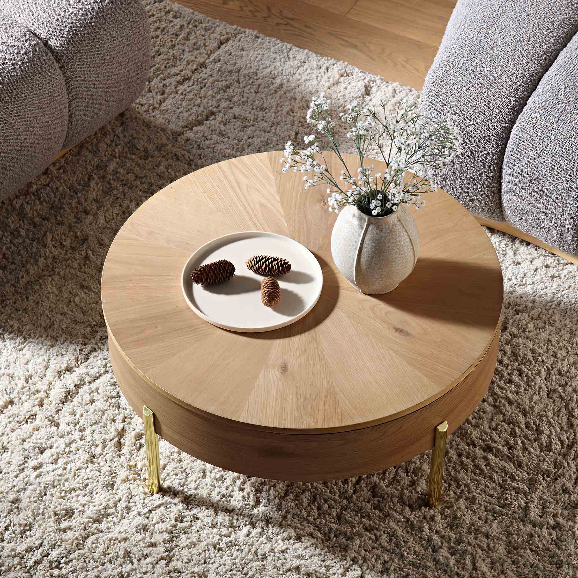 Bohdi Oak Round Rotating Coffee Table | daals.com