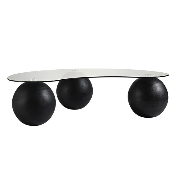 Sveti Curved Glass Coffee Table, Black