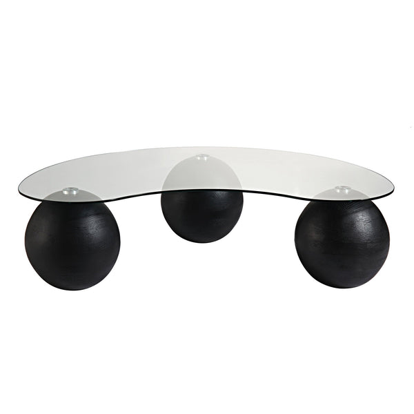 Sveti Curved Glass Coffee Table, Black