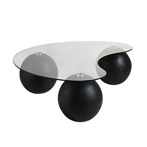Sveti Curved Glass Coffee Table, Black