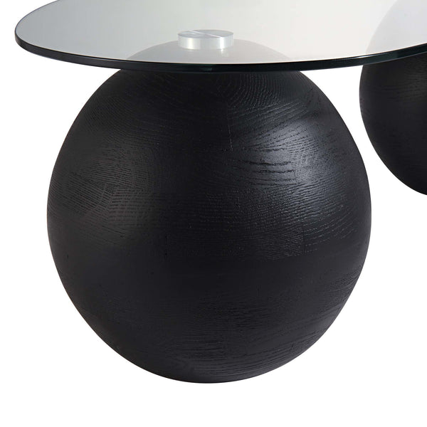 Sveti Curved Glass Coffee Table, Black