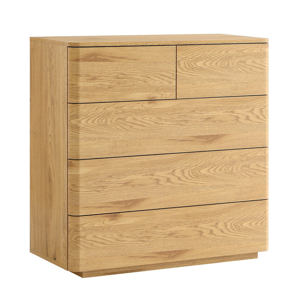 Agnes Curved Edge 5 Drawer Dresser, Natural