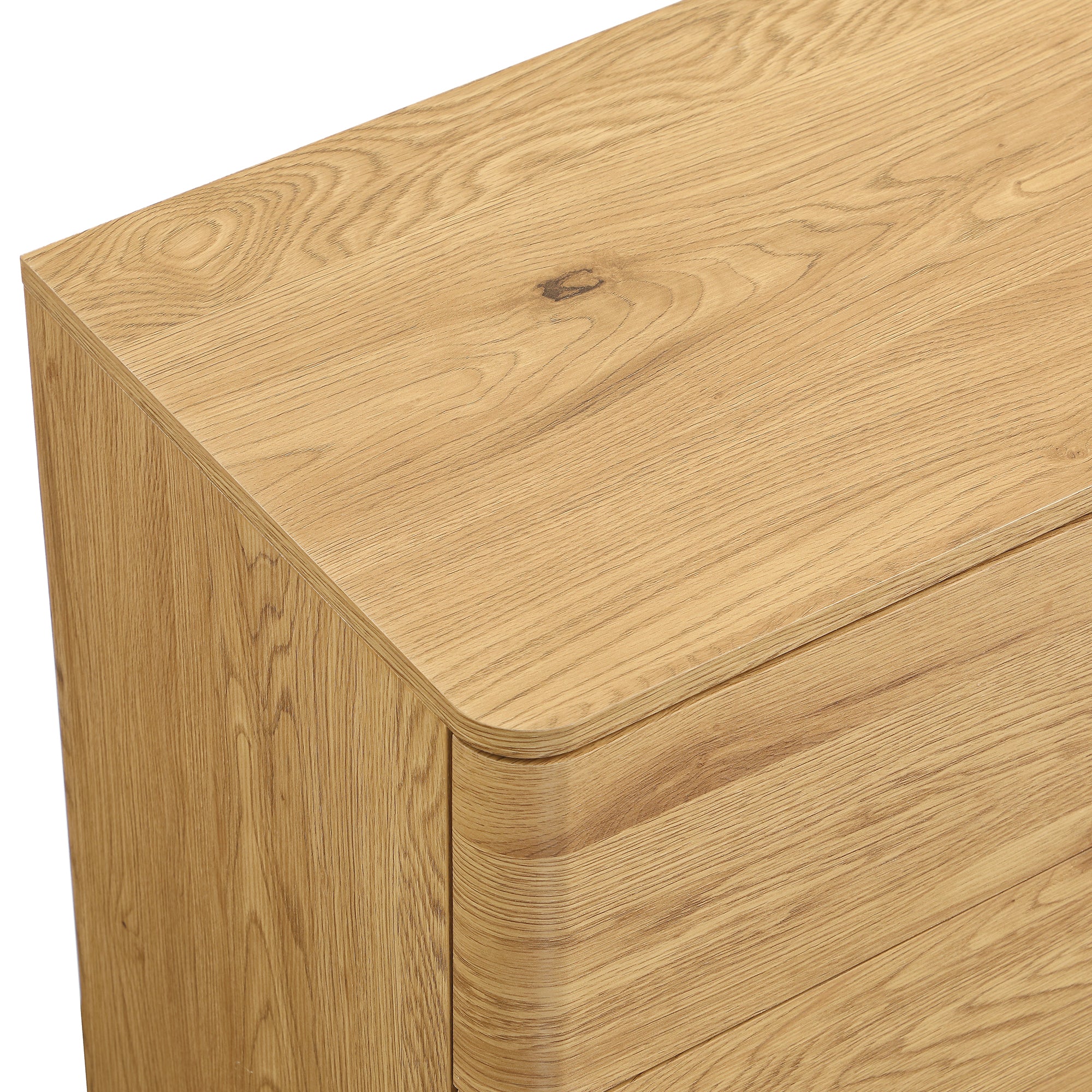 Drawer Rounded Esge Agnes Curved Edge 5 Drawer Dresser, Natural | daals.com