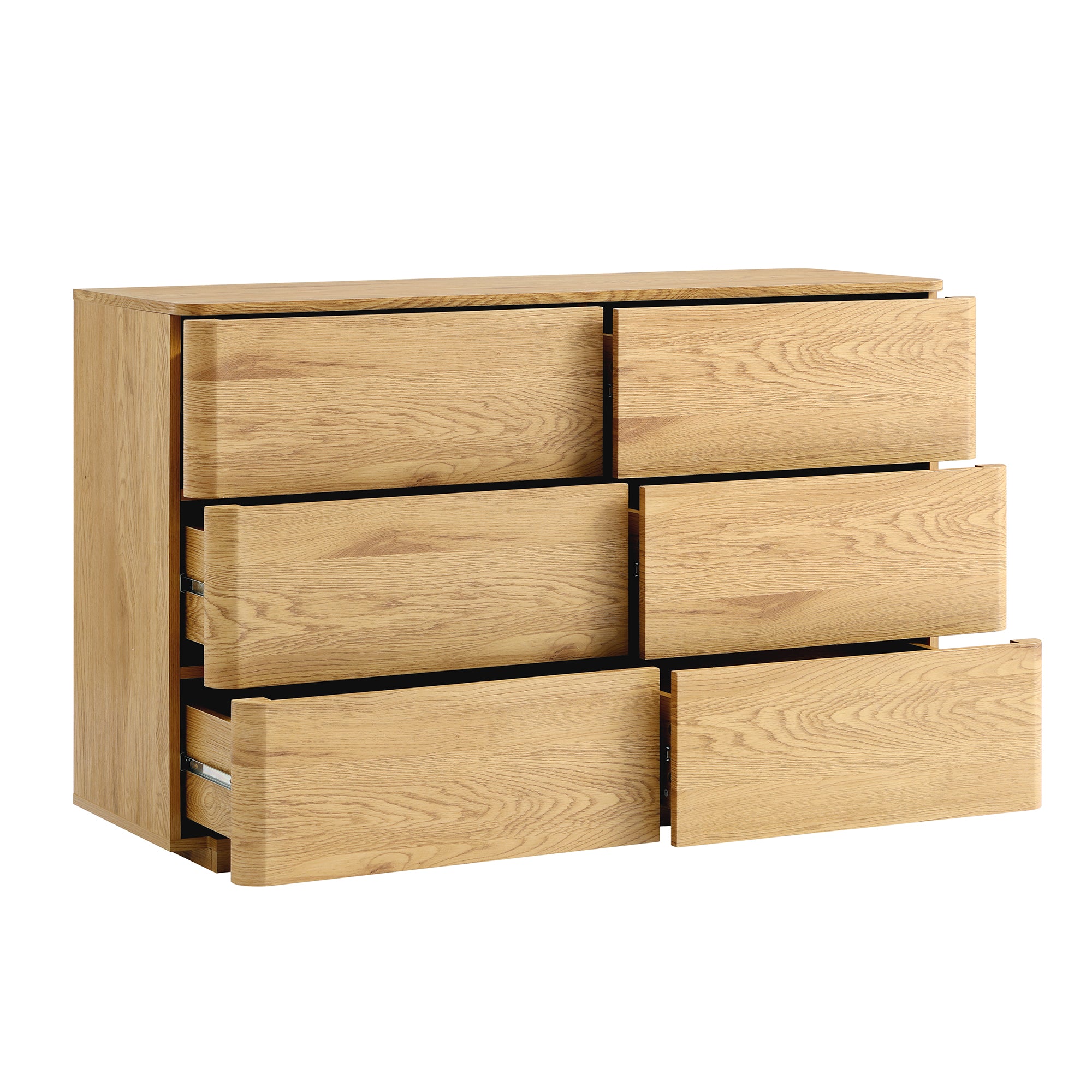 Drawer Rounded Esge Agnes Curved Edge 6 Drawer Dresser, Natural | daals.com