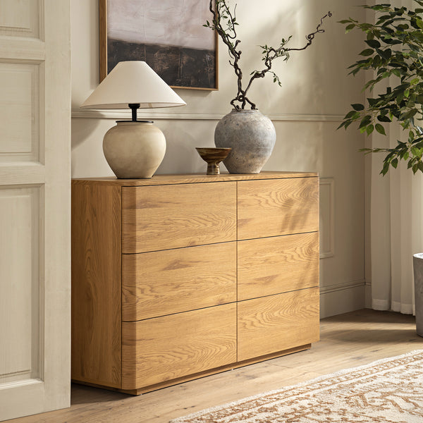 Agnes Curved Edge 6 Drawer Dresser, Natural | daals.com Agnes Curved Edge 6 Drawer Dresser, Natural | daals.com