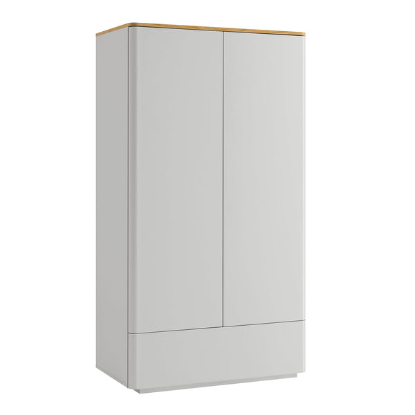 Agnes Curved Edge Double Closet, Dove Gray with Oak Top