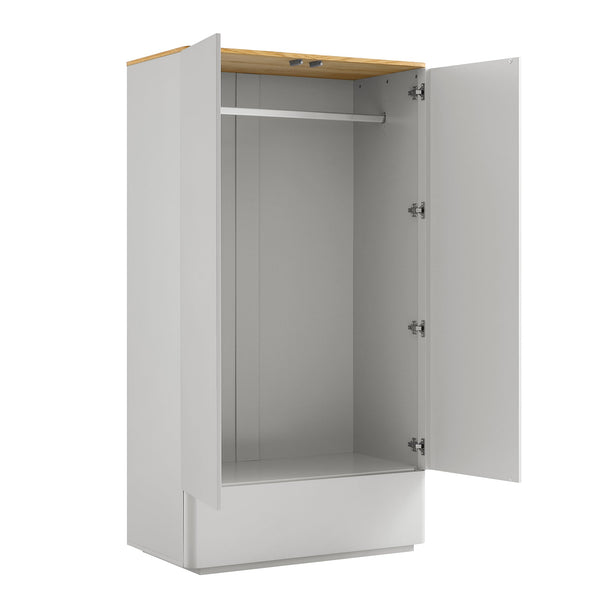 Agnes Curved Edge Double Closet, Dove Gray with Oak Top