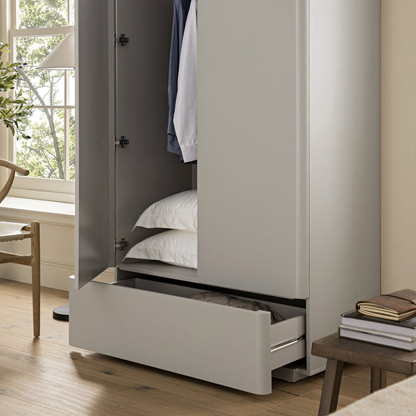 Agnes Curved Edge Double Closet, Dove Gray with Oak Top