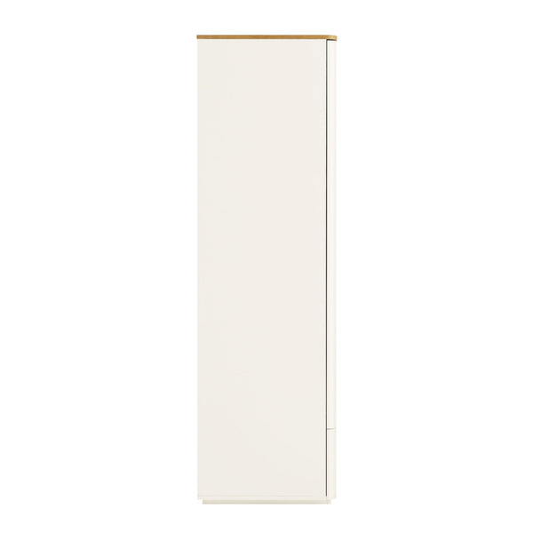 Agnes Curved Edge Double Closet, Off White with Oak Top
