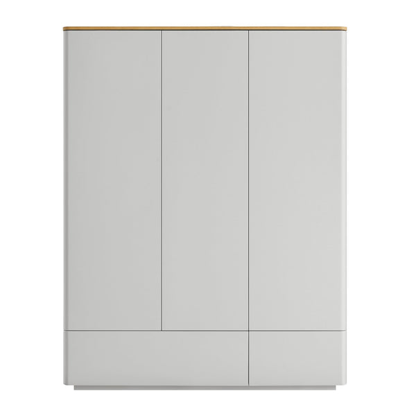 Agnes Curved Edge Triple Closet, Dove Gray with Oak Top