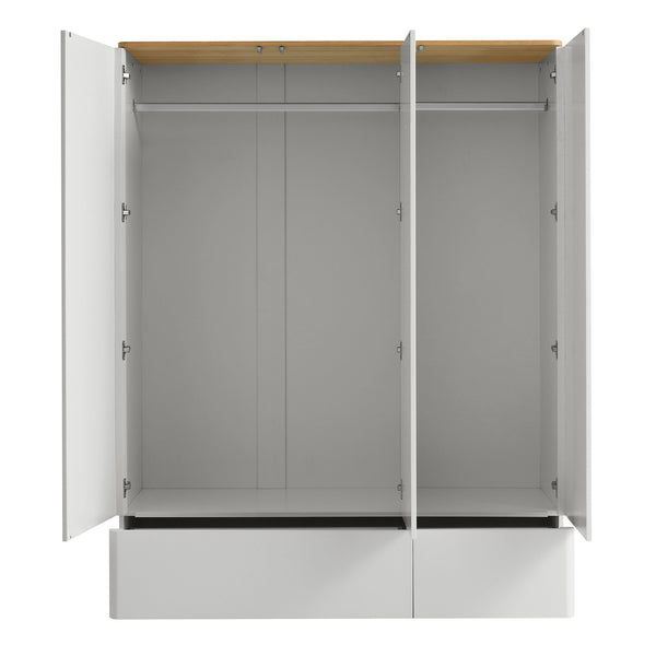 Agnes Curved Edge Triple Closet, Dove Gray with Oak Top