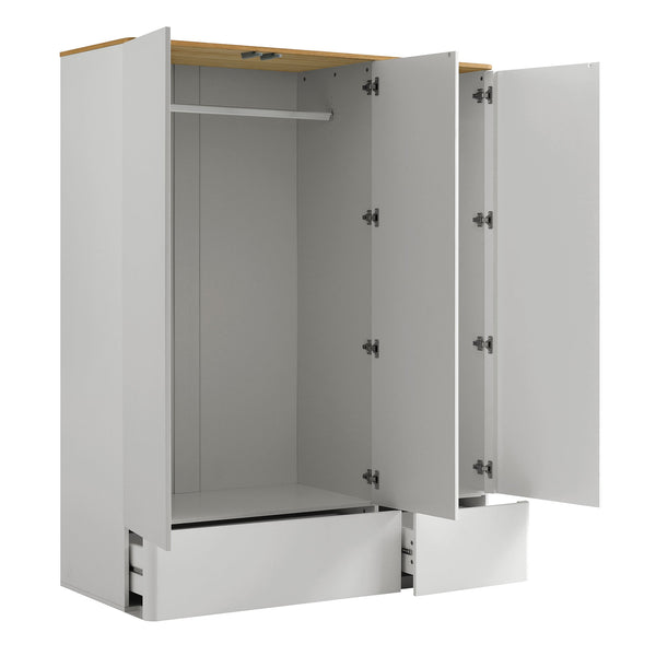 Agnes Curved Edge Triple Closet, Dove Gray with Oak Top