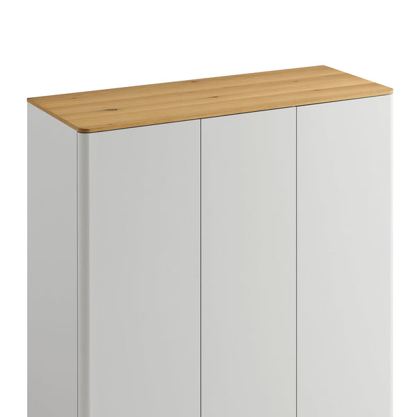 Agnes Curved Edge Triple Closet, Dove Gray with Oak Top