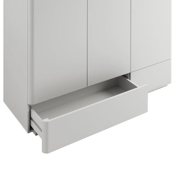 Agnes Curved Edge Triple Closet, Dove Gray with Oak Top