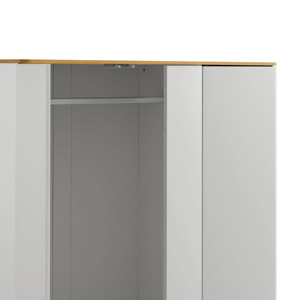 Agnes Curved Edge Triple Closet, Dove Gray with Oak Top