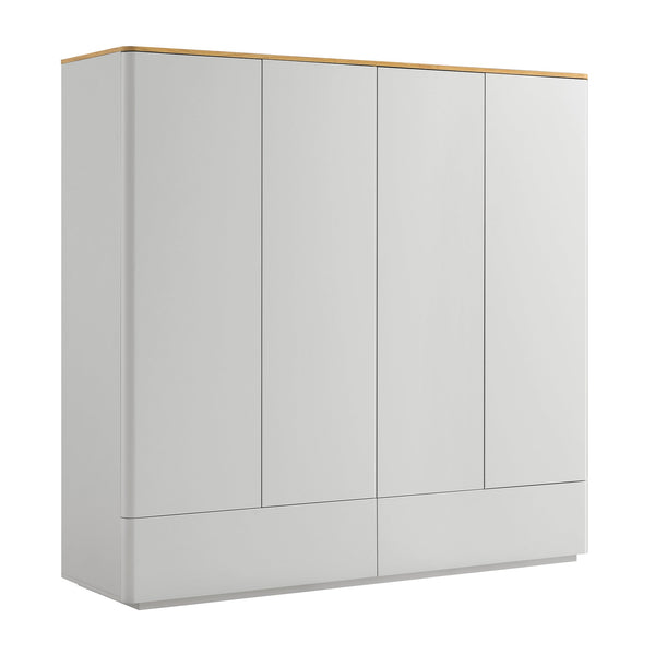 Agnes Curved Edge 4-Door Closet, Dove Gray with Oak Top