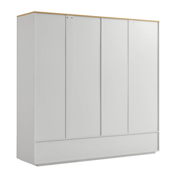 Agnes Curved Edge 4-Door Closet, Dove Gray with Oak Top