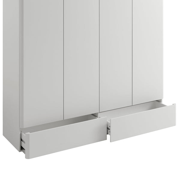 Agnes Curved Edge 4-Door Closet, Dove Gray with Oak Top