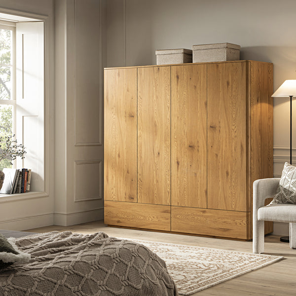 Agnes Curved Edge 4-Door Closet, Natural | daals.com