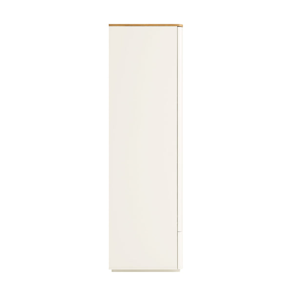 Agnes Curved Edge 4-Door Closet, Off White with Oak Top