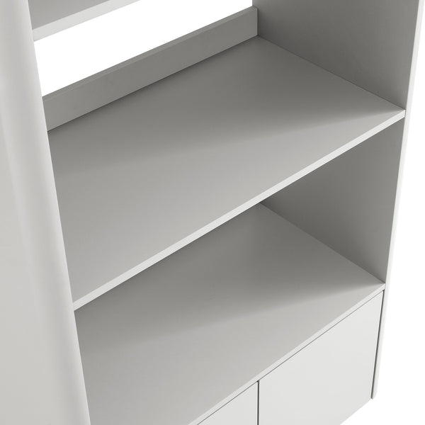 Agnes Curved Edge Bookcase, Dove Gray with Oak Top
