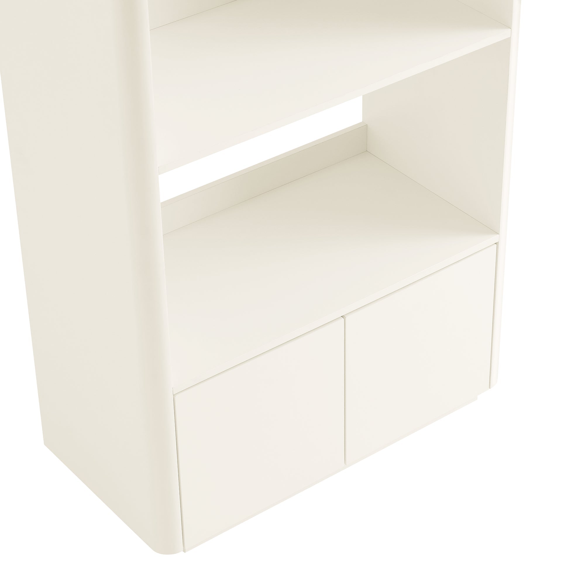 Agnes Curved Edge Bookcase, Off White with Oak Top | daals.com