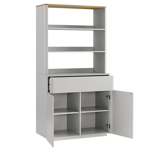 Agnes Curved Edge Dresser, Dove Gray with Oak Top