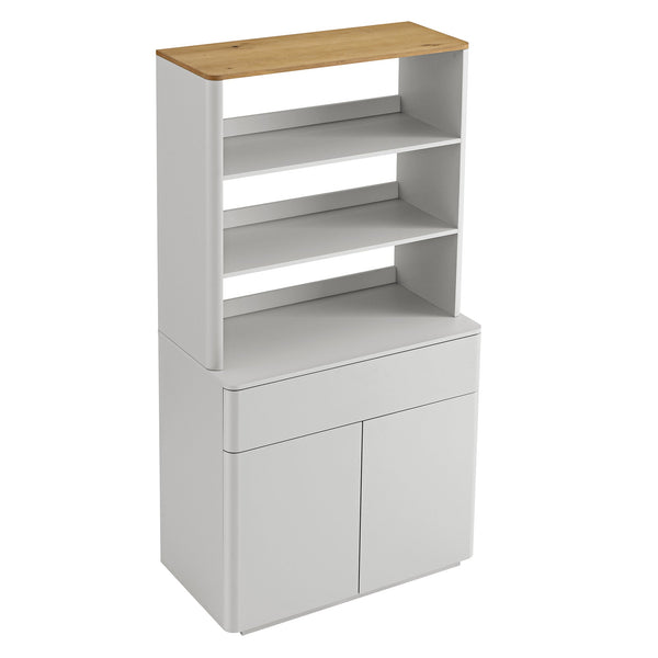 Agnes Curved Edge Dresser, Dove Gray with Oak Top