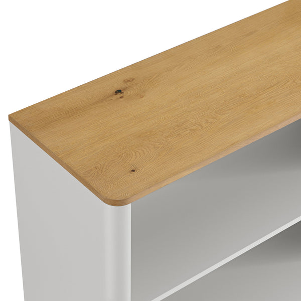 Agnes Curved Edge Dresser, Dove Gray with Oak Top