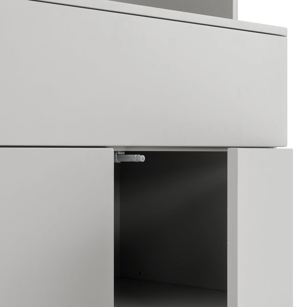 Agnes Curved Edge Dresser, Dove Gray with Oak Top