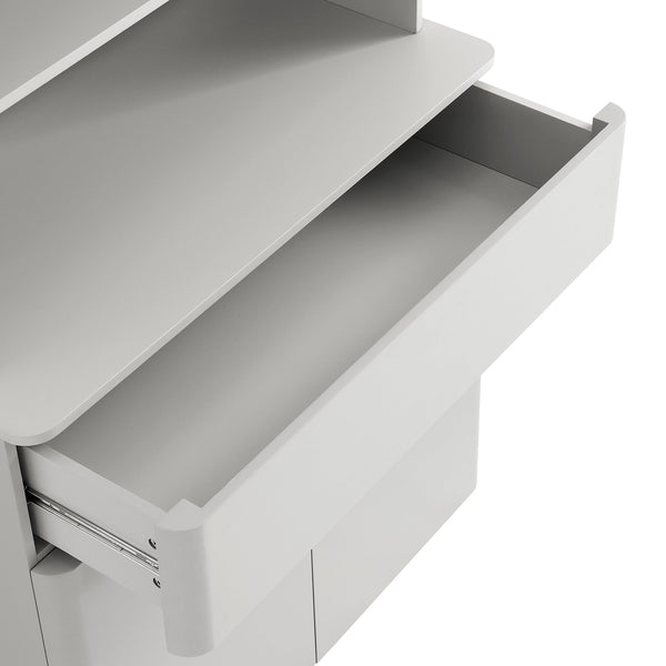 Agnes Curved Edge Dresser, Dove Gray with Oak Top