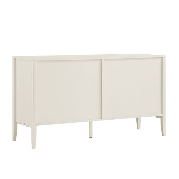 Henley Scalloped Edge 6 Drawer Wide Dresser, Light Sand