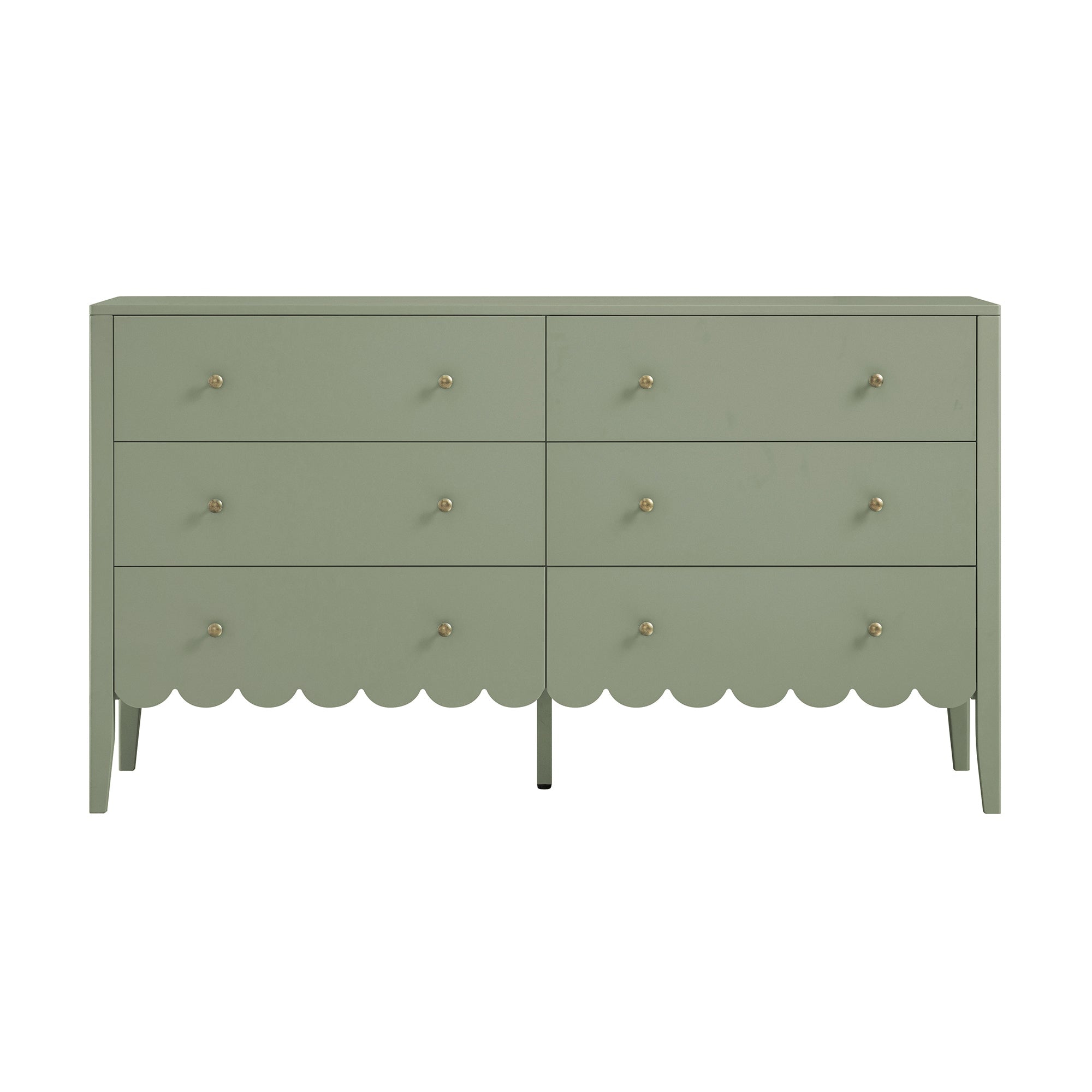 Henley Scalloped Edge 6 Drawer Wide Dresser, Sage Green | daals.com Henley Scalloped Edge 6 Drawer Wide Dresser, Sage Green | daals.com