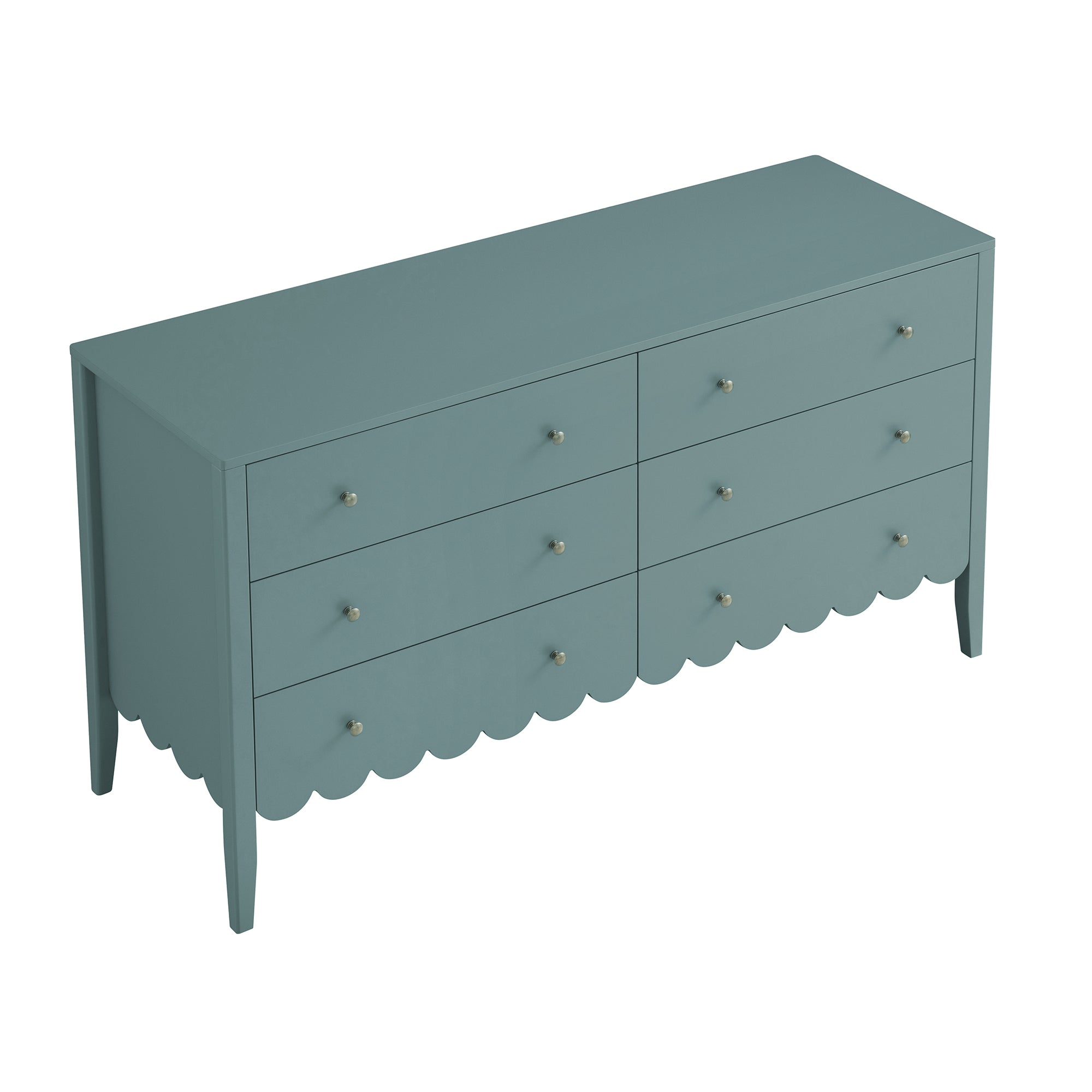 Henley Scalloped Edge 6 Drawer Wide Dresser, Blue Spruce - daals - Chest of Drawers Henley Scalloped Edge 6 Drawer Wide Dresser, Blue Spruce - daals - Chest of Drawers