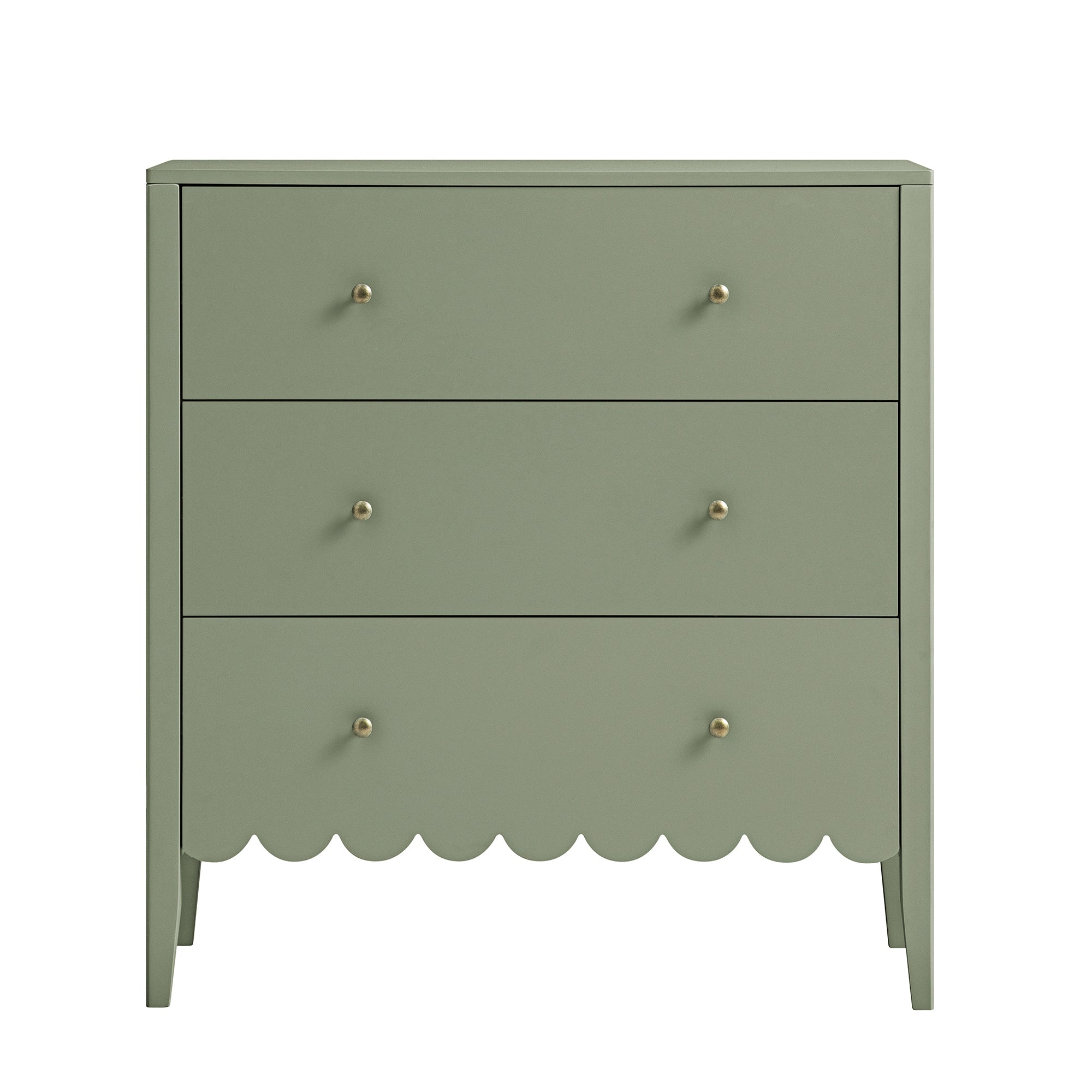 Henley Scalloped Edge 3 Drawer Dresser, Sage Green | daals.com Henley Scalloped Edge 3 Drawer Dresser, Sage Green | daals.com
