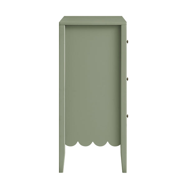 Henley Scalloped Edge 3 Drawer Dresser, Sage Green